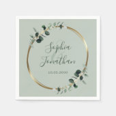 Serviette En Papier Eucalyptus Verdure Gold Sage Mariage personnalisé (Devant)