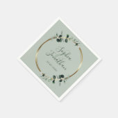 Serviette En Papier Eucalyptus Verdure Gold Sage Mariage personnalisé (Coin)