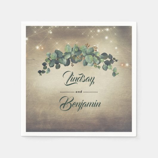 Serviette En Papier Eucalyptus Verdure Mariage campagnard rustique (Devant)