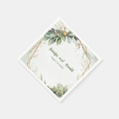 Serviette En Papier Eucalyptus Verdure Mariage Or Personnalisé (Coin)