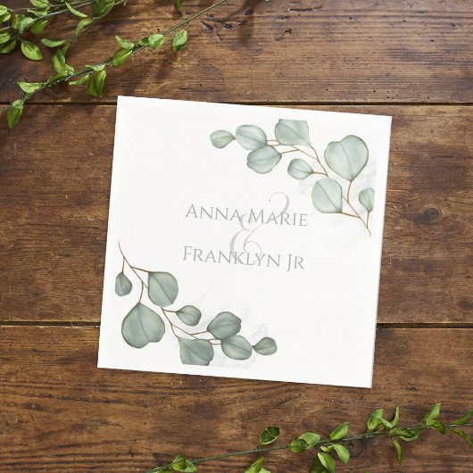 Serviette En Papier Eucalyptus Verdure Mariages Élégant Foliage