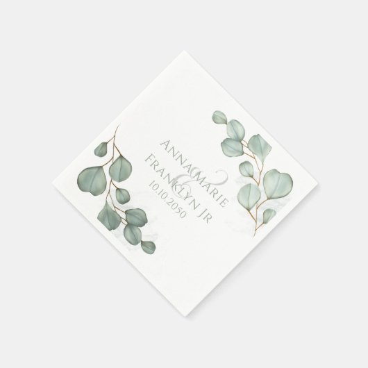 Serviette En Papier Eucalyptus Verdure Mariages Élégant Foliage (Coin)