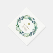 Serviette En Papier Eucalyptus verdure Wreath Gold Cross Baptême (Coin)