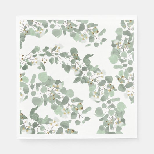 Serviette En Papier Eucalyptus Vert Argent Dollar Gum Blossoms (Devant)