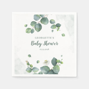 Serviette En Papier Eucalyptus Vert Baby shower botanique Papier