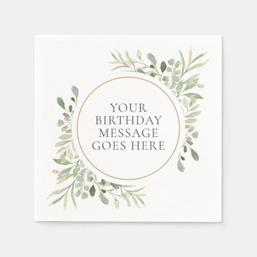 Serviette En Papier Eucalyptus vert doux Foliage Feuille Anniversaire (Devant)