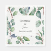 Serviette En Papier Eucalyptus Vert Dusty Bleu Art Simple Mariage (Devant)