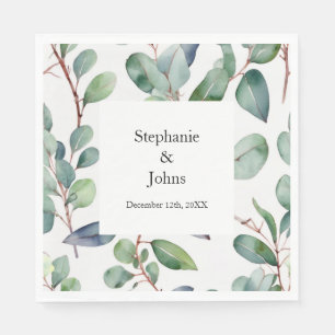 Serviette En Papier Eucalyptus Vert Dusty Bleu Art Simple Mariage