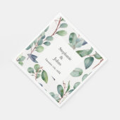 Serviette En Papier Eucalyptus Vert Dusty Bleu Art Simple Mariage (Coin)
