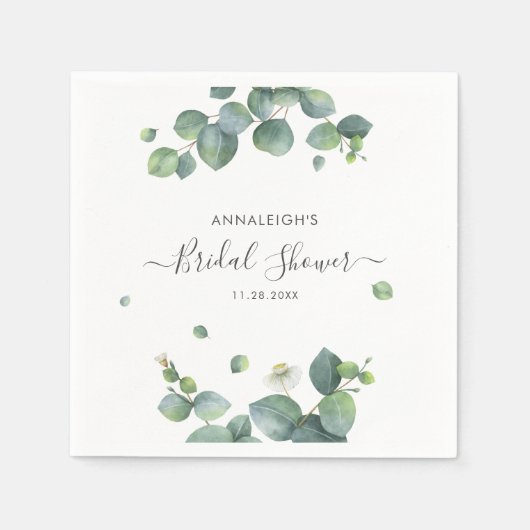 Serviette En Papier Eucalyptus Vert Élégant papier Fête des mariées (Devant)
