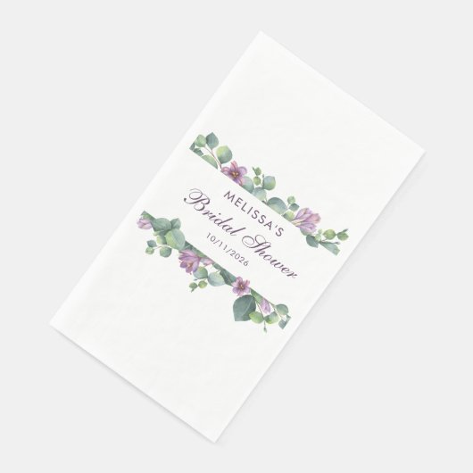 Serviette En Papier Eucalyptus Vert Fête des mariées violet vert (Coin)
