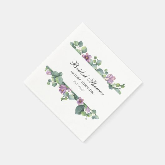 Serviette En Papier Eucalyptus Vert Fête des mariées violet vert (Coin)