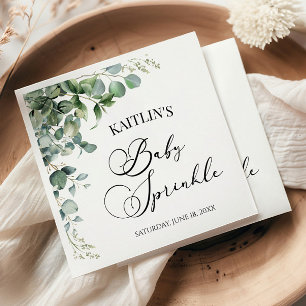 Serviette En Papier Eucalyptus Vert Feuille Botanique Bébé saupoudré