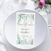 Serviette En Papier Eucalyptus vert fougères de bois noms mariage