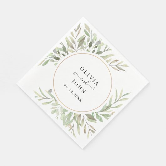 Serviette En Papier Eucalyptus Vert Mariage simple (Coin)
