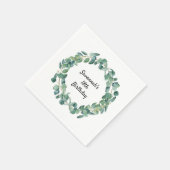 Serviette En Papier Eucalyptus vert nom de couronne script anniversair (Coin)