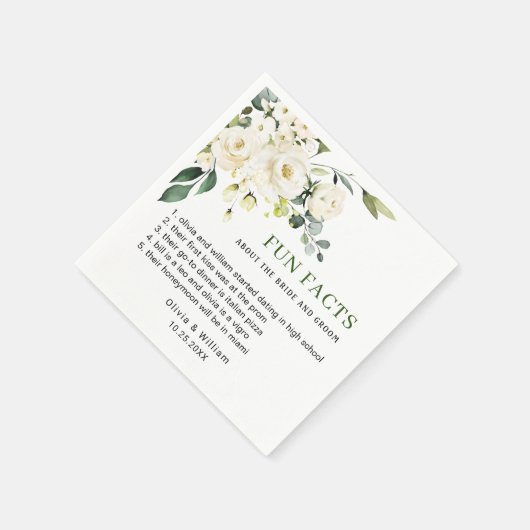 Serviette En Papier Eucalyptus White Roses Fun Fun Fun Fun Fun Mariage (Coin)