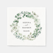 Serviette En Papier Eucalyptus Wreath Green Mariage personnalisé (Devant)