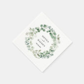 Serviette En Papier Eucalyptus Wreath Green Mariage personnalisé (Coin)