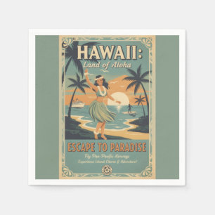 Serviette En Papier Évasion vintage hawaïenne au pays de l'Aloha vers