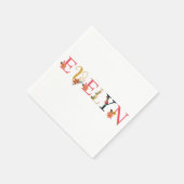 Serviette En Papier EVELYN Nom Art Avec Fleurs Brodées (Coin)