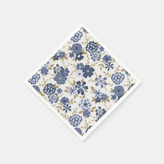 Serviette En Papier Événement botanique Fleurs Bleues Vignes (Coin)