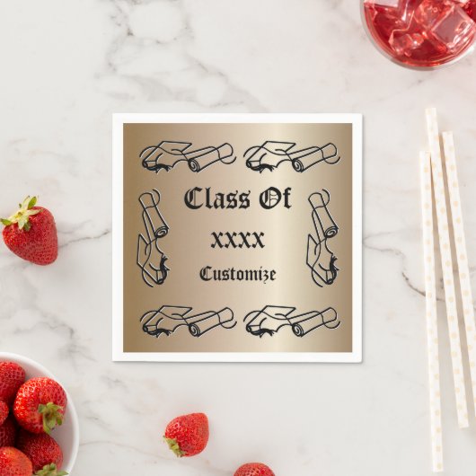 Serviette En Papier Evénement de classe Casquette et diplôme personnal (En situation)