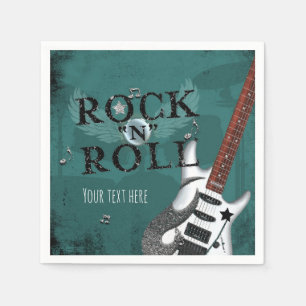 Serviette En Papier Événement de fête d'anniversaire Teal Rock N Roll 