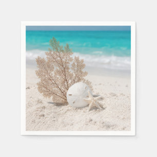 Serviette En Papier Éventail de mer avec dollar de sable et étoile de