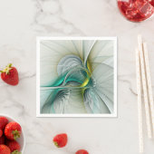 Serviette En Papier Évolution fractale, Art Abstrait Turquoise d'or (En situation)