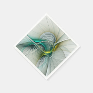 Serviette En Papier Évolution fractale, Art Abstrait Turquoise d'or