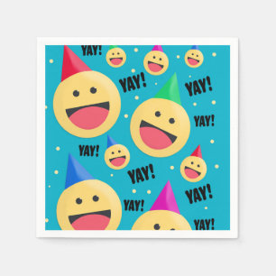 Serviette En Papier Excité Happy YAY Emojis dans les fêtes Casquettes