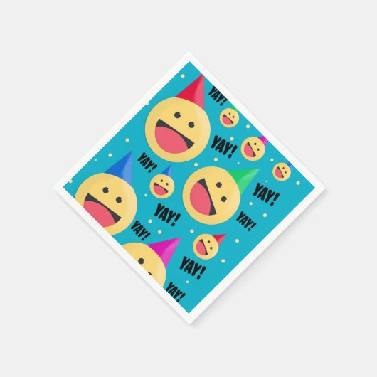 Serviette En Papier Excité Happy YAY Emojis dans les fêtes Casquettes (Coin)