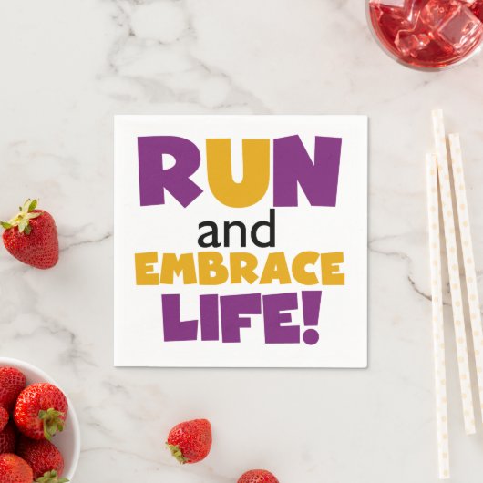 Serviette En Papier Exécuter Embrasser la vie violet jaune (En situation)