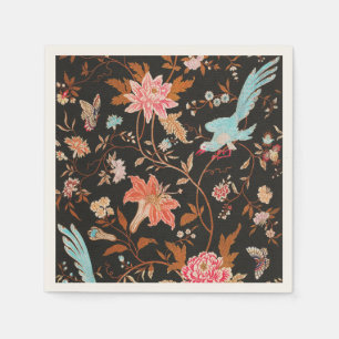 Serviette En Papier Exotic Asian Birds And Flowers