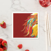 Serviette En Papier Exotic Feathers Red (En situation)