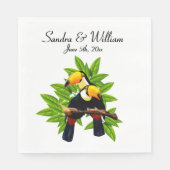 Serviette En Papier Exotic Toucan Duo Nom et date (Devant)