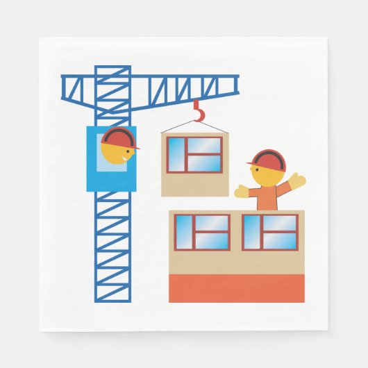 Serviette En Papier Exploitant De Grue Et Travailleur De Construction (Devant)