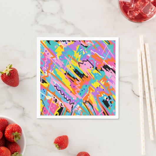 Serviette En Papier Expression Joyeuse Impression Abstraite (En situation)