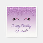 Serviette En Papier Eyelashes noir élégant et Parties scintillant viol (Devant)