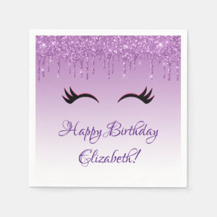 Serviette En Papier Eyelashes noir élégant et Parties scintillant viol