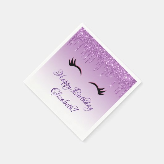 Serviette En Papier Eyelashes noir élégant et Parties scintillant viol (Coin)