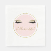 Serviette En Papier Eyelashes Noir Rose Or Glitzy (Devant)