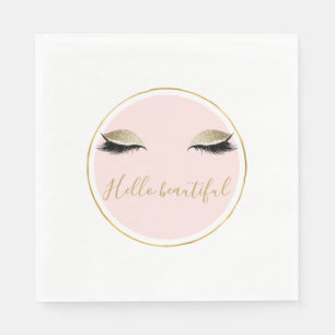 Serviette En Papier Eyelashes Noir Rose Or Glitzy