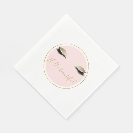 Serviette En Papier Eyelashes Noir Rose Or Glitzy (Coin)