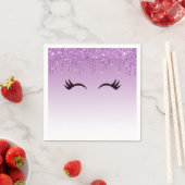 Serviette En Papier Eyelashes rose et noir élégant sur Parties scintil (En situation)