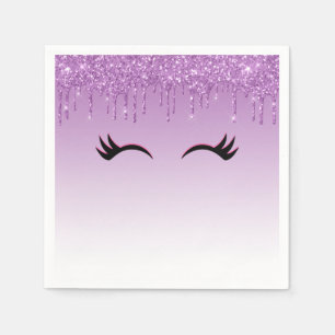 Serviette En Papier Eyelashes rose et noir élégant sur Parties scintil