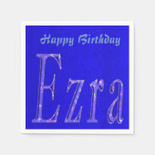 Serviette En Papier Ezra, Nom, Logo, Logo d'anniversaire bleu, (Devant)
