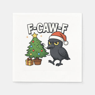 Serviette En Papier F-caw-f Noël Corbeau Corbeau Noël Mème d'arbre