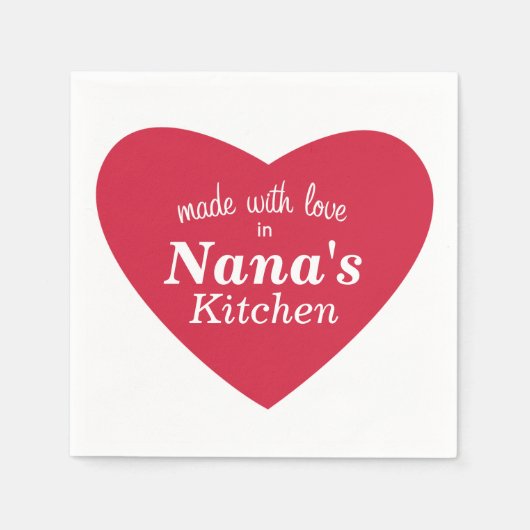 Serviette En Papier Fabriqué avec le Étiquette alimentaire d'amour (Devant)